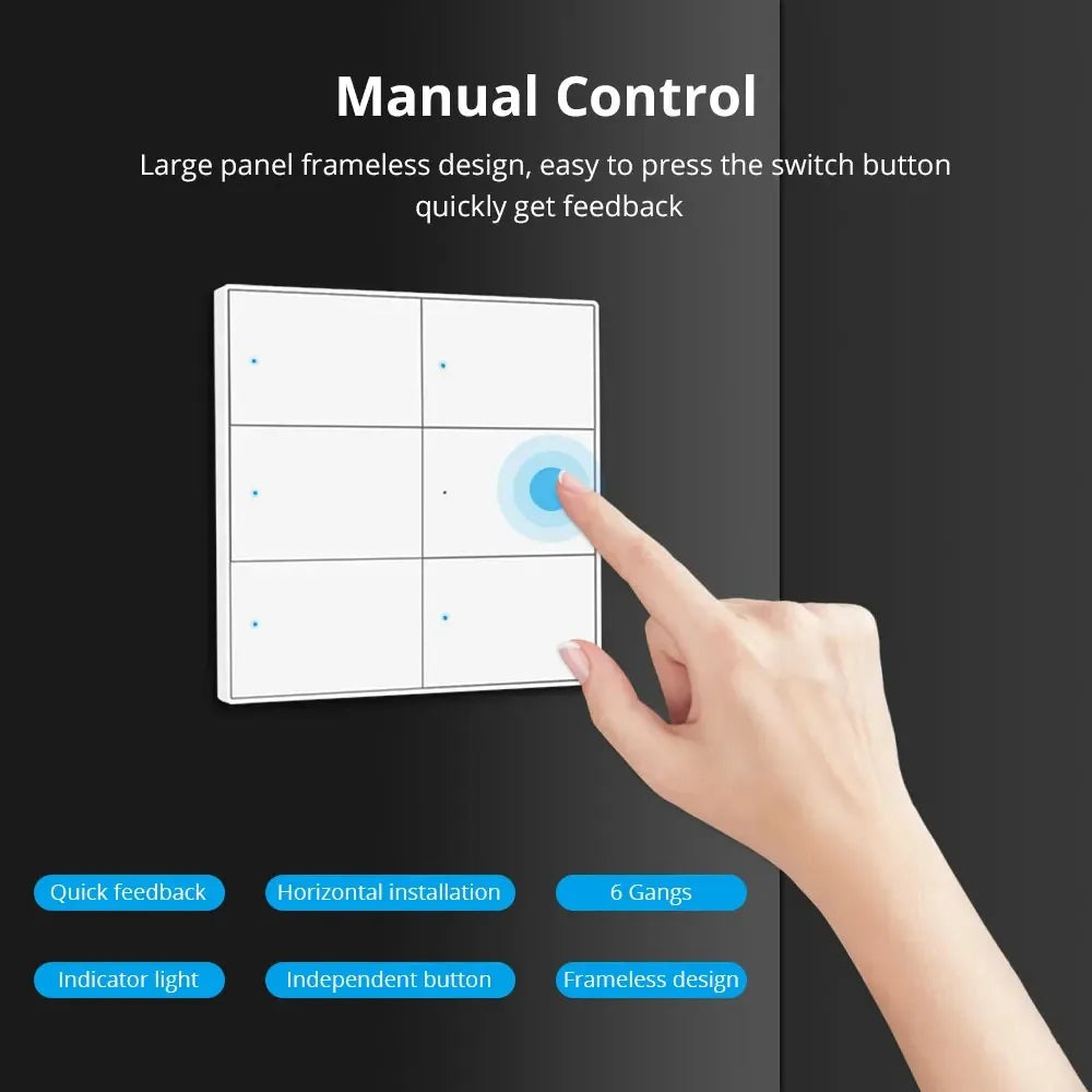 Zigbee 4 Gang Switch Scene Switches 6 Gangs Interruptor Neutral Required Work with Tuya Hub Alexa Google Home Voice