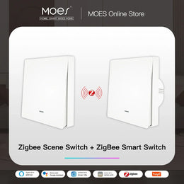 Tuya Zigbee Light Switch with Transmitter Kit No Neutral Wire No Capacitor Required Works with Alexa Google Home Smart Life