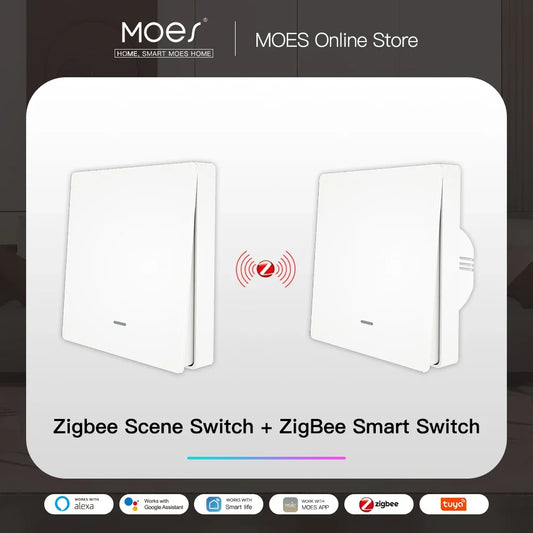 Tuya Zigbee Light Switch with Transmitter Kit No Neutral Wire No Capacitor Required Works with Alexa Google Home Smart Life