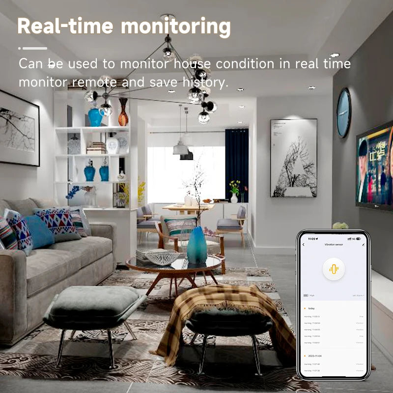Enhance Your Home Security with the Tuya Smart Home Zigbee/Wifi Vibration Sensor - Real-time Monitoring & Remote Control