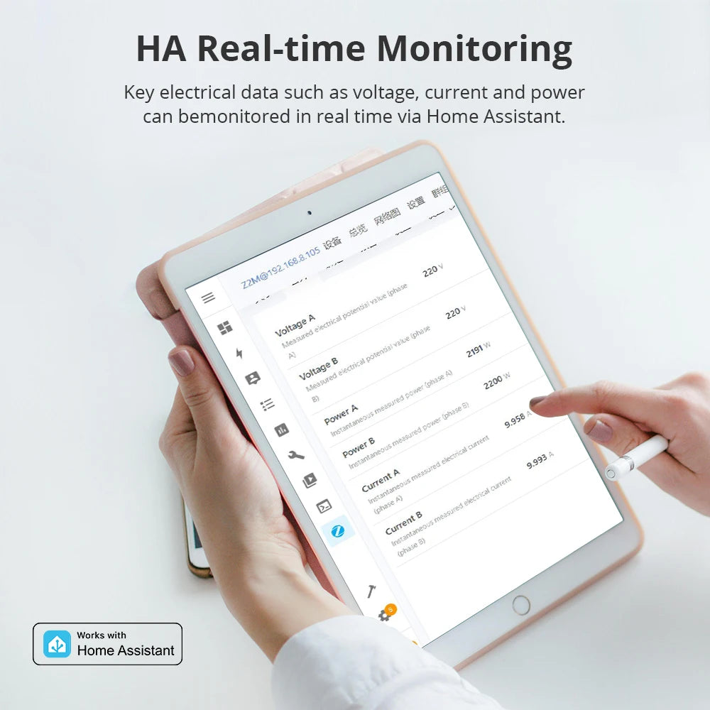 Zigbee Smart Energy Meter 2 Phase Max 120A with 2 Clamps Works with Tuya App Real-Time Measuring Power Consumption