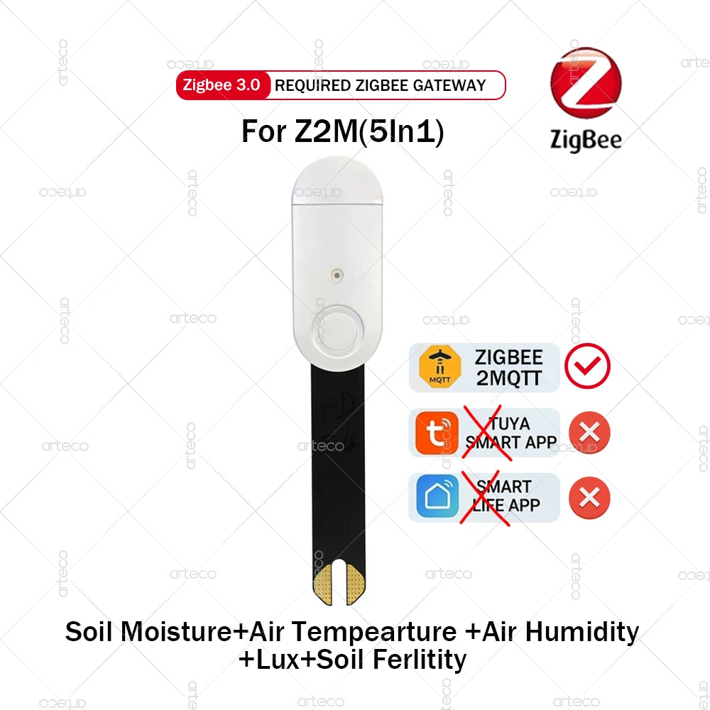 Zigbee Soil Moisture Sensor Temperature Humidity Meter Fertility Lux Light Tester for Tuya Smart Life Zigbee2Mqtt Home Assistant