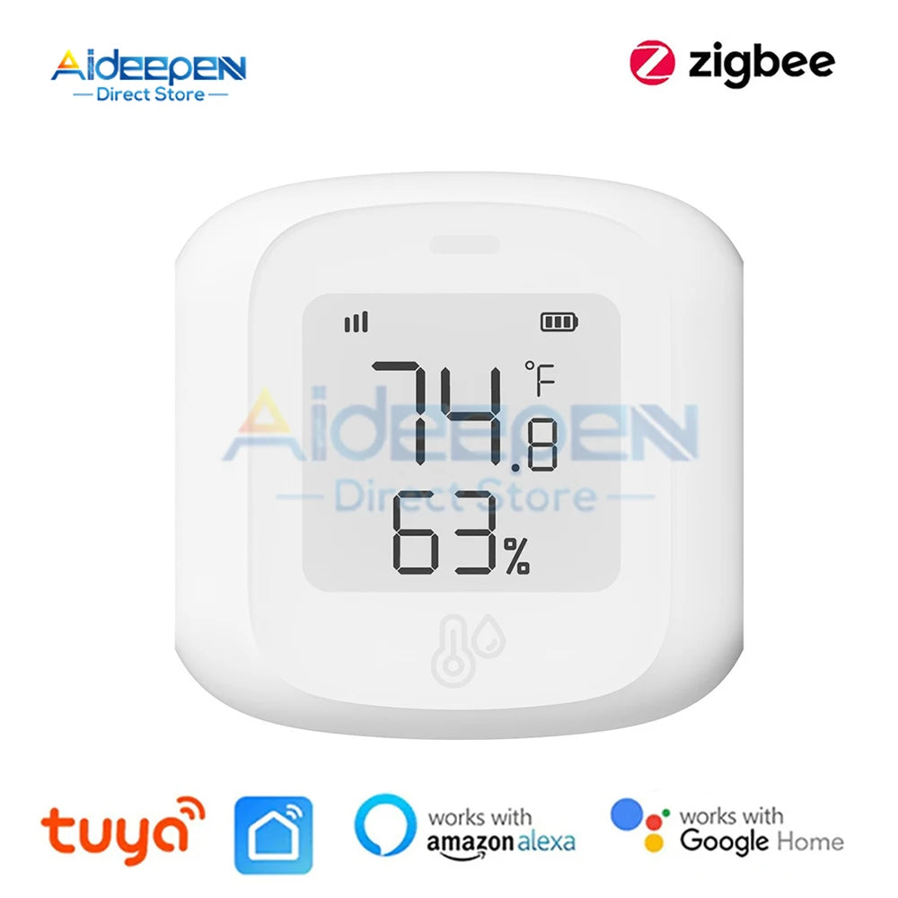 Tuya Smart Wifi/Zigbee Temperature and Humidity Sensor Indoor Hygrometer Thermometer with LCD Display Support Alexa Google Home