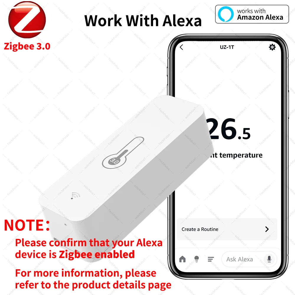 Zigbee Sensor Temperature Humidity Sensor Zigbee Hub Required Workwith HA Home Assistant Alexa Yandex ZHA Zigbee2Mqtt