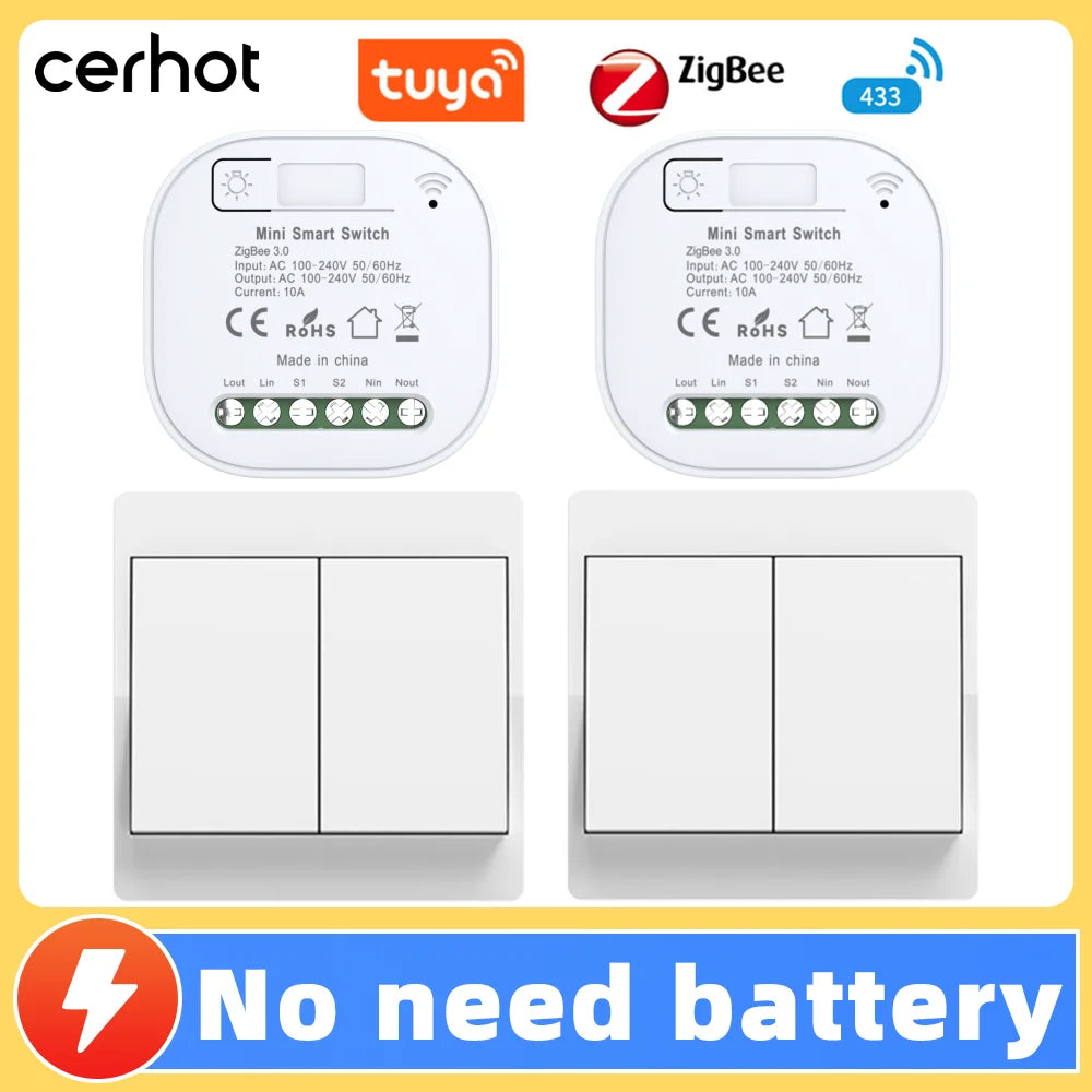 Transform Your Home with the Tuya Zigbee Self-Powered DIY Smart Switch - No Batteries, Waterproof, and Wireless Control!