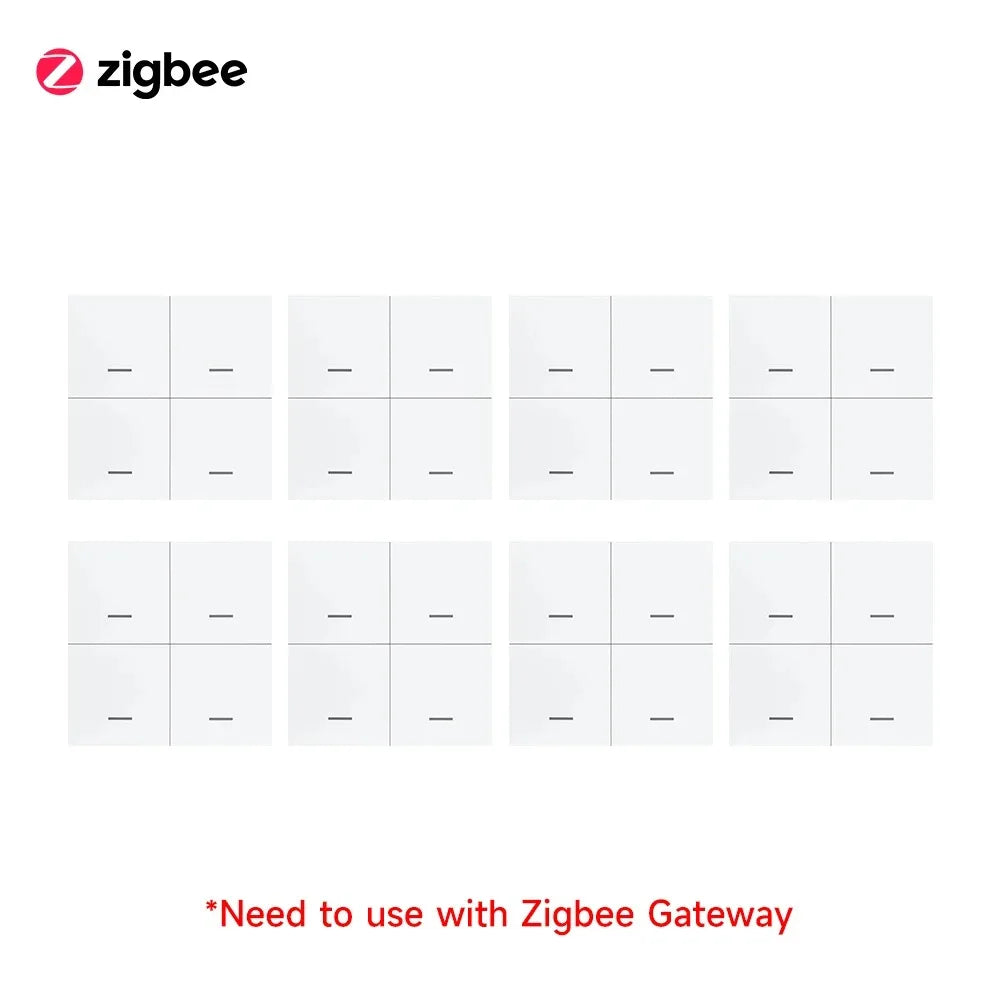Tuya Zigbee 3.0 4 Gang Wireless Scene Switch Single/Double/Long Press 12 Scenes Push Button Smart Life Alexa Google Home Auto