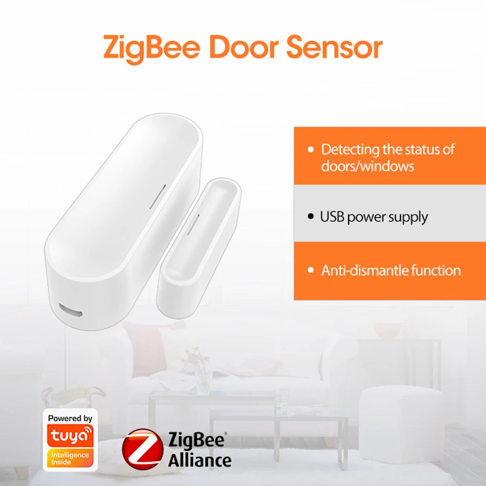 Tuya APP Door Open/Closed Detectors 2.4Ghz Wireless Zigbee Garage Door Detector Window Door Gate Sensor Detector for Home Office