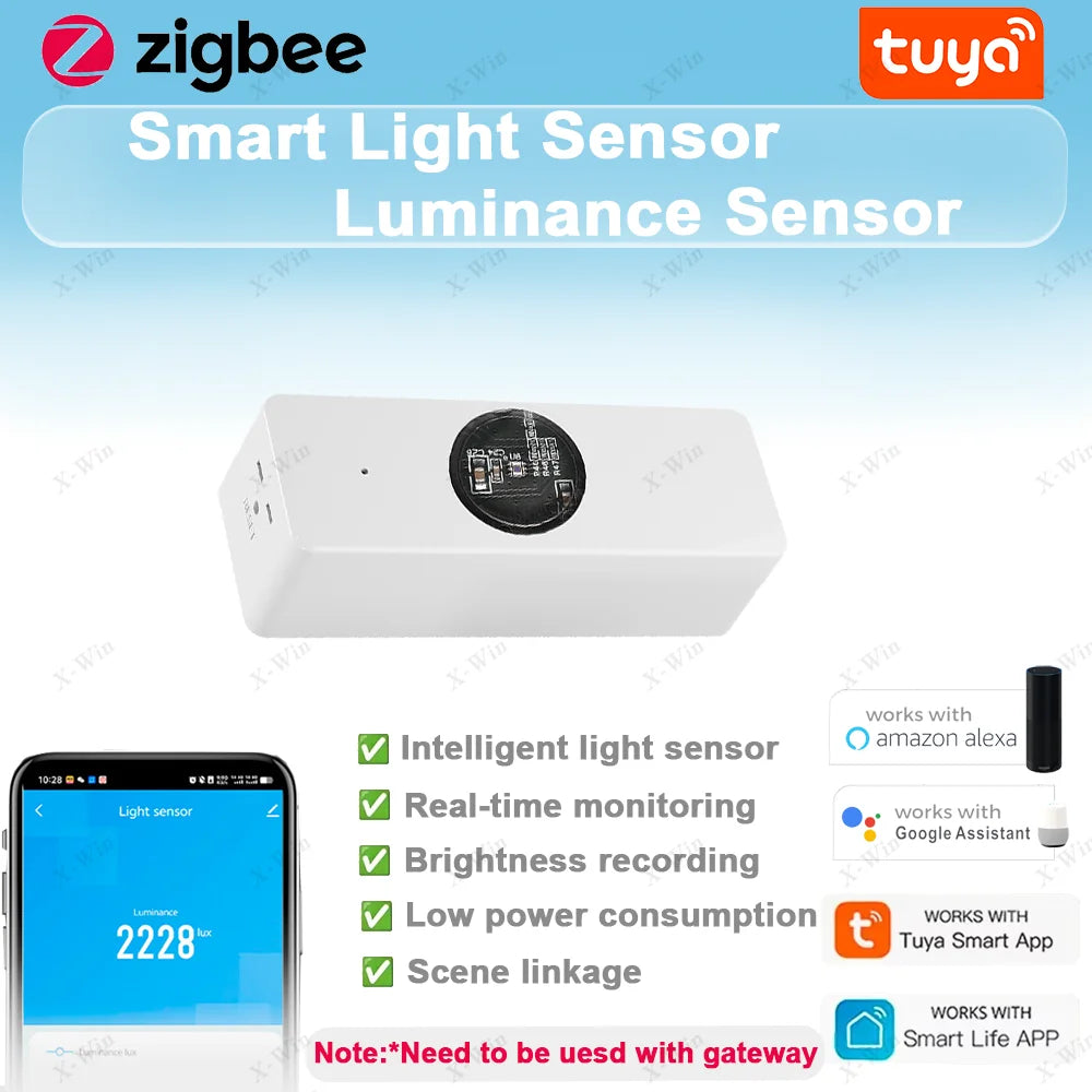 Zigbee Tuya Luminance Detector Light Brightness High Precision Illuminance Sensor Smart Life Alexa Google Assistant Supported