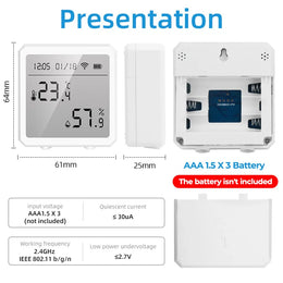 Tuya Smart Wifi/Zigbee Temperature and Humidity Sensor Indoor Hygrometer Thermometer with LCD Display Support Alexa Google Home