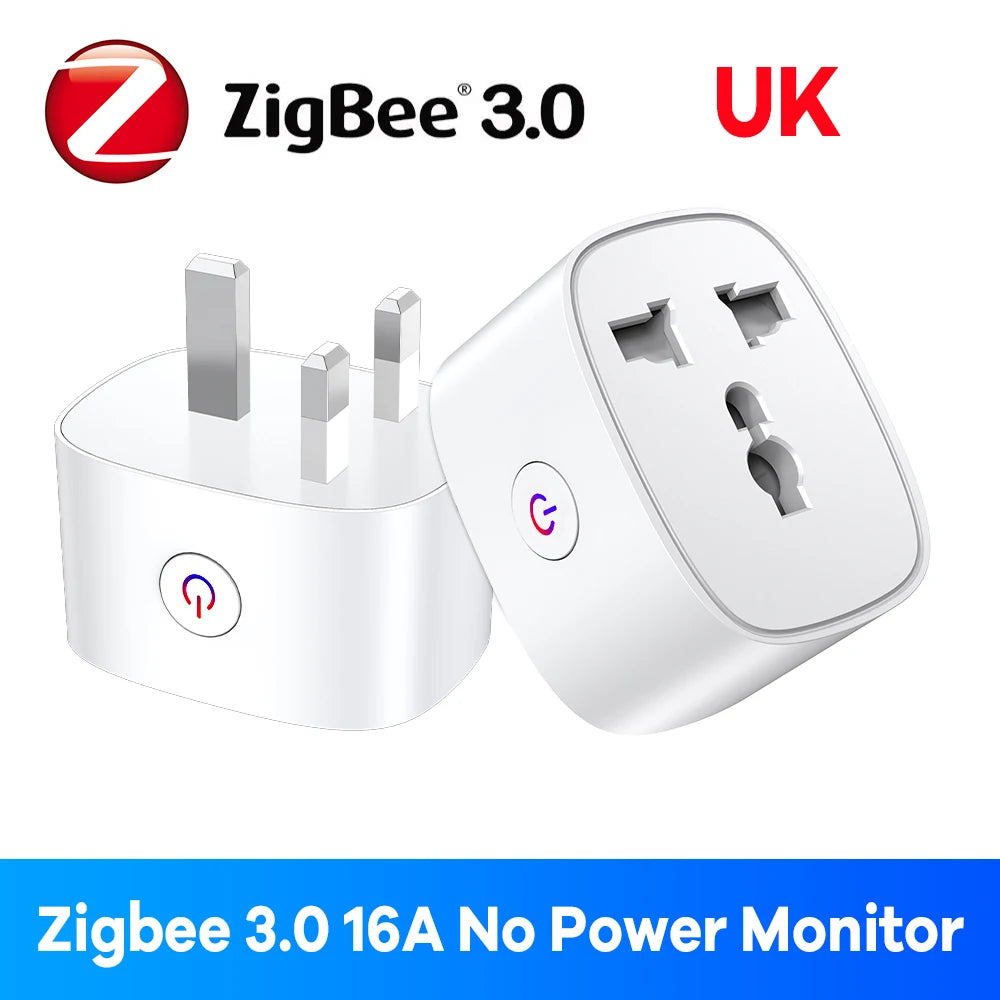 EU US UK Plug Zigbee Smart Plug 16A Energy Monitor Remote Control Timer Alexa Google Home for Electrical Sockets with Control