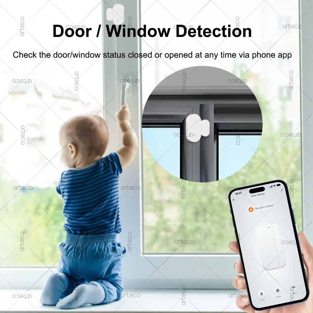 Zigbee Door Window Sensor Open Close Detector Smart Home Security Alarm Burglar Door Sensor Works with Alexa Home Assistant Z2M
