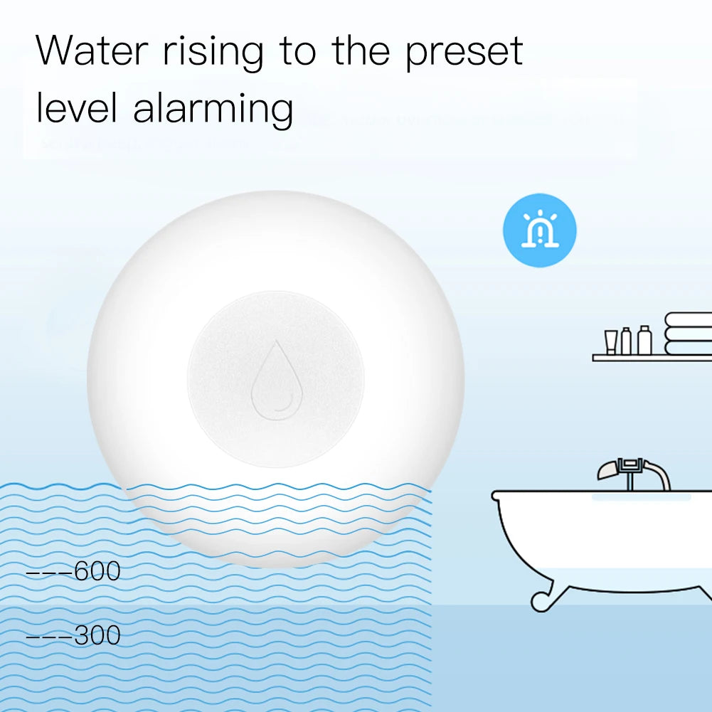 Zigbee Flood Sensor Water Leakage Detector Water Tank Full Alert Overflow Security Alarm System Tuya Smart App Remote Control