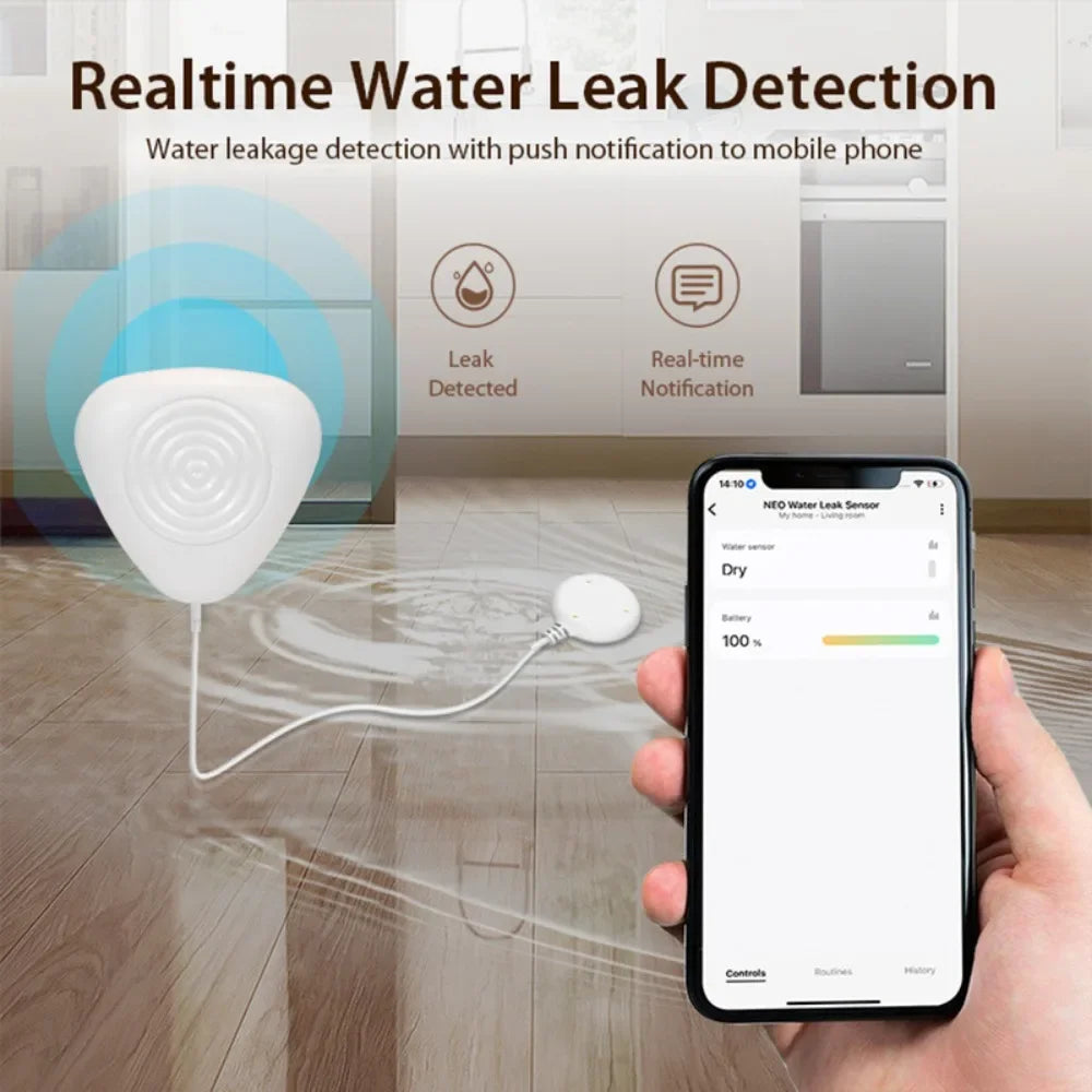 Tuya Smart Homekit for Zigbee Water Leakage Sensor Smart Home High Sensitivity Detector App Control Security Alarm System