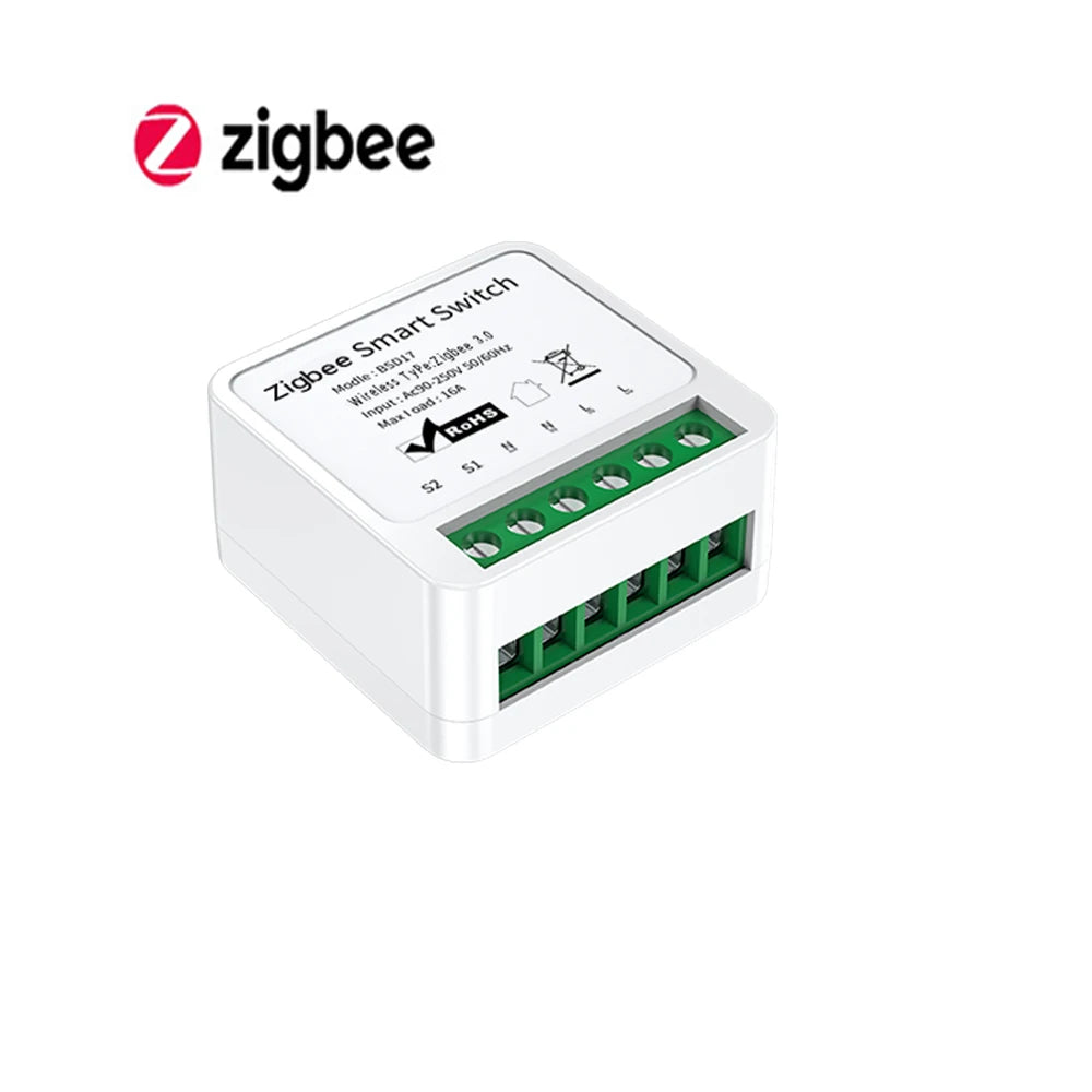 Tuya 16A WIFI Zigbee 3.0 Mini Smart Life APP Remote DIY Timing Relay Wireless Control with Alice, Alexa, Google Assistant