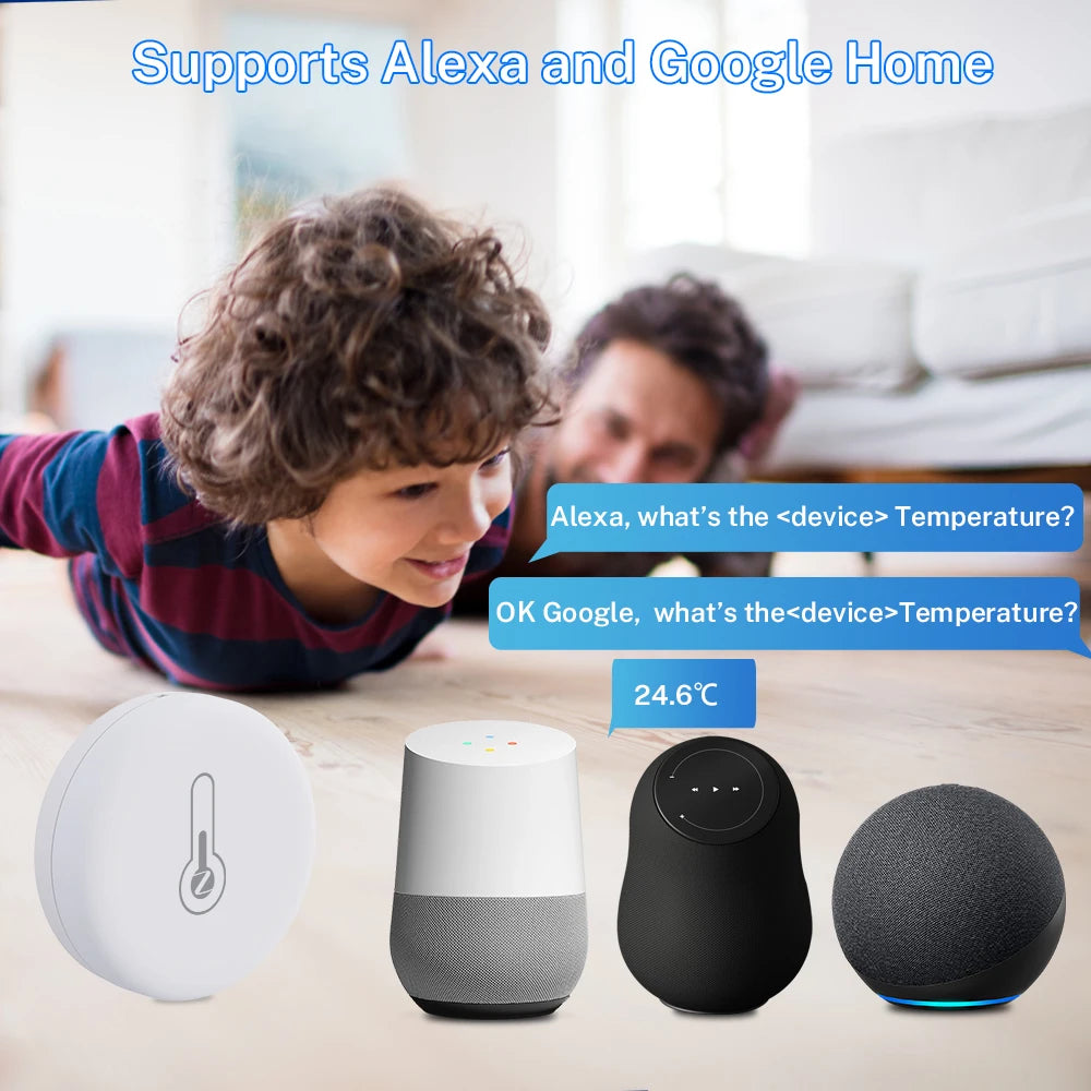 Smart Temperature Humidity Sensor Zigbee 3.0 Thermometer APP Remote Monitor Work with Tuya Smart Life Yandex Zigbee2Mqtt ZHA