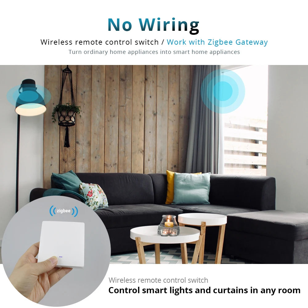 Tuya Zigbee Wireless Scene Switch 1 2 3 4 Gangs Wall Remote Push Button on off Smart Life Control Smart Home Device
