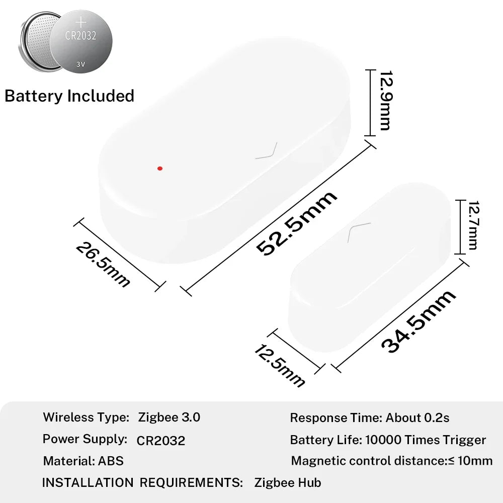 Zigbee 3.0 Tuya Door Sensor Window Sensor Home Security for Smart Home Smart Life APP Compatible with Alexa Google Assistant