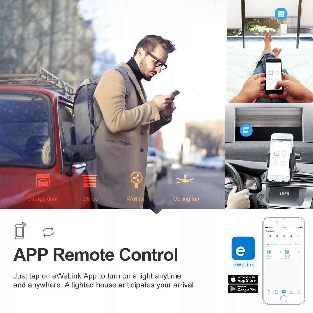 Ewelink 4 Channel Smart Wifi 85-250V Switch, Free APP Remote Control ,Bluetooth, Inching ,Self-Lock ,Inter-Lock,Works with Alexa