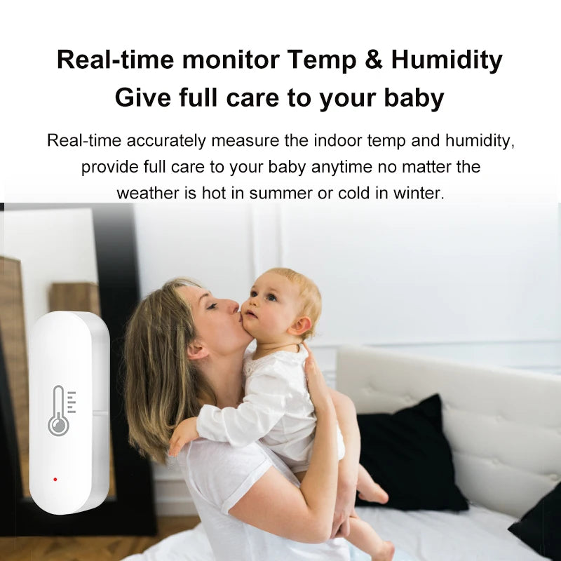 Tuya Wifi /Zigbee Smart Temperature Humidity Sensor Indoor Hygrometer Controller Monitoring Work with Smart Speaker Alexa Google