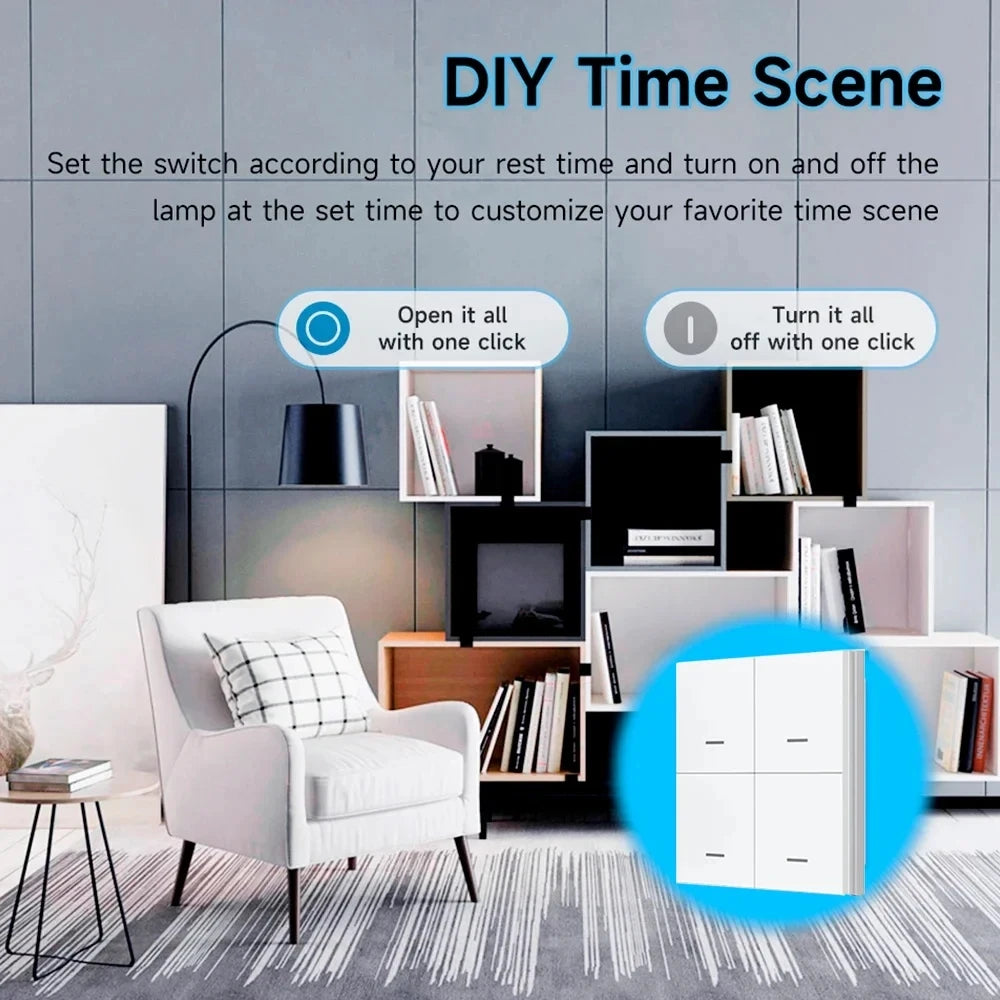 Tuya Zigbee Scene Switch 4 Gang DIY Wireless Push Button Controller Battery Powered Smart Home Automation with Smart Lif