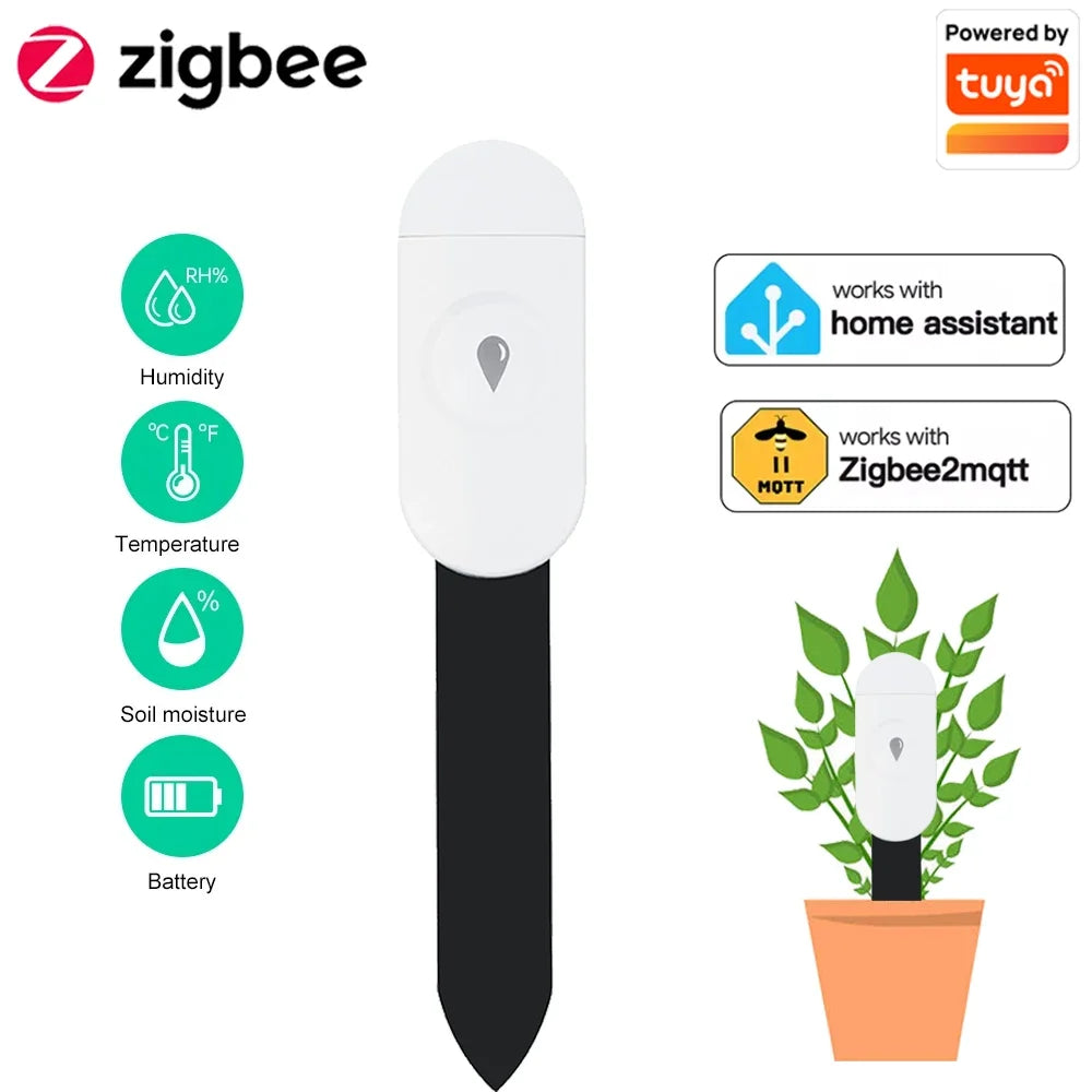 Tuya Zigbee Temperature Humidity Moisture Detector Smart Soil Tester Moisture Sensor Phone App Realtime Monitor for Home Garden