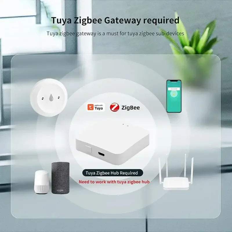 For Tuya Zigbee Smart Water Leak Sensor Flood Leakage Sensor Overflow Level Detector Remote Monitor Home Assistant Zigbee2Mqtt