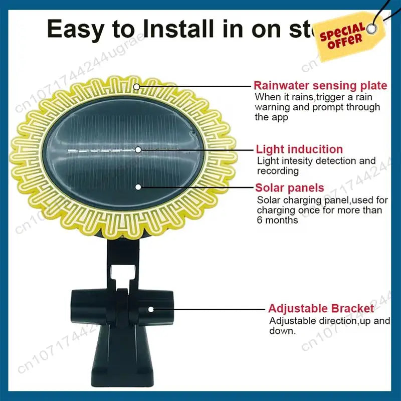 -A15I Tuya Smart Zigbee Rain Sensor with Light Detector Solar Operated Outdoor Waterproof Rain Detector Remote Control 2Pcs