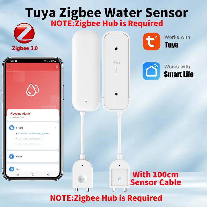 Tuya Water Leakage Sensor Zigbee 3.0 for Smart Home Wrok with Alexa Smart Life Yandex Alice