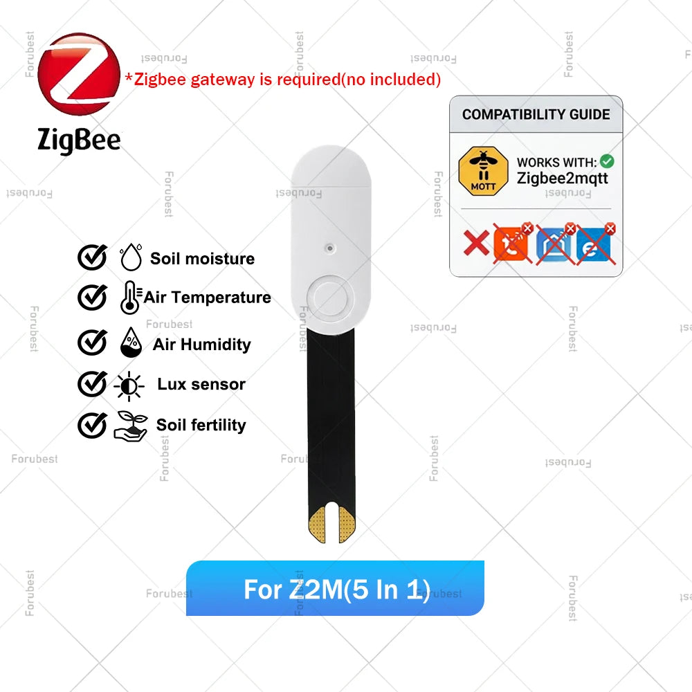 Smart Zigbee Soil Moisture Sensor Temp Humidity Light Fertility Meter Thermo Hygrometer Garden Automation Irrigation Detector