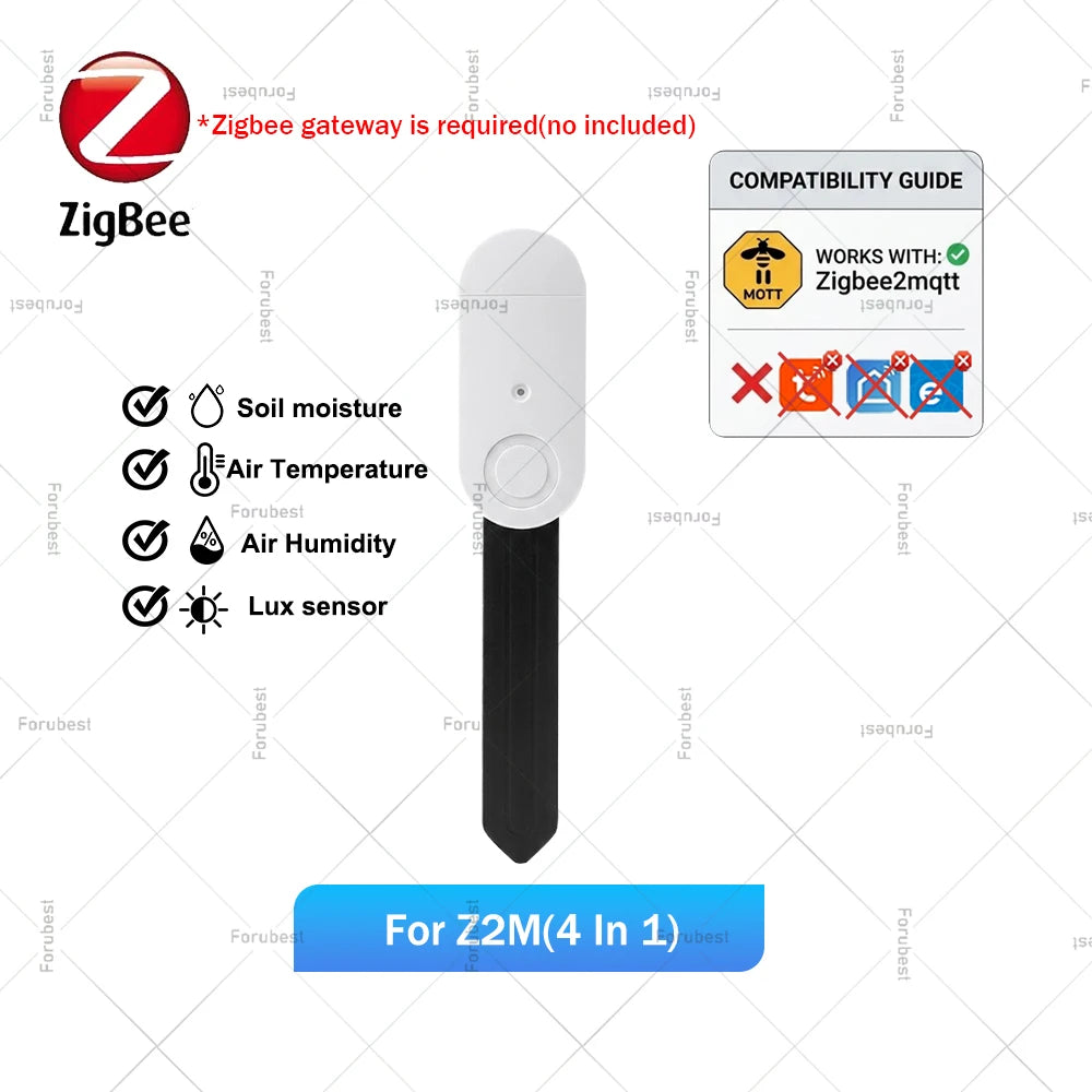 Smart Zigbee Soil Moisture Sensor Temp Humidity Light Fertility Meter Thermo Hygrometer Garden Automation Irrigation Detector