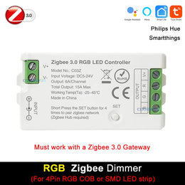Tuya Zigbee Controller LED Dimmer for RGB RGBW CCT LED Strip Smart Regulator Support Hu-E Alexa Google Assistant Voice Control