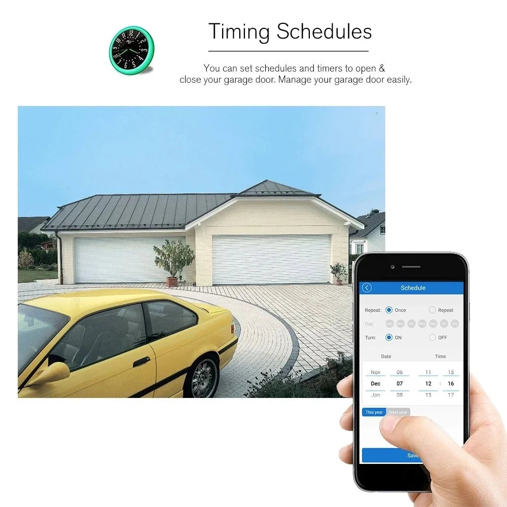 Smart Life Tuya Garage Door Opener Wifi or Zigbee Wireless Control RF433 Timer Schedule Alexa Google Assistant Compatible