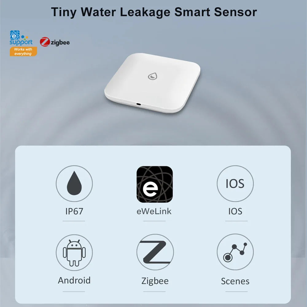 App Smart Zigbee Water Immersion Leak Sensor Remote Monitoring Water Overflow Alert Smart Home Decoration