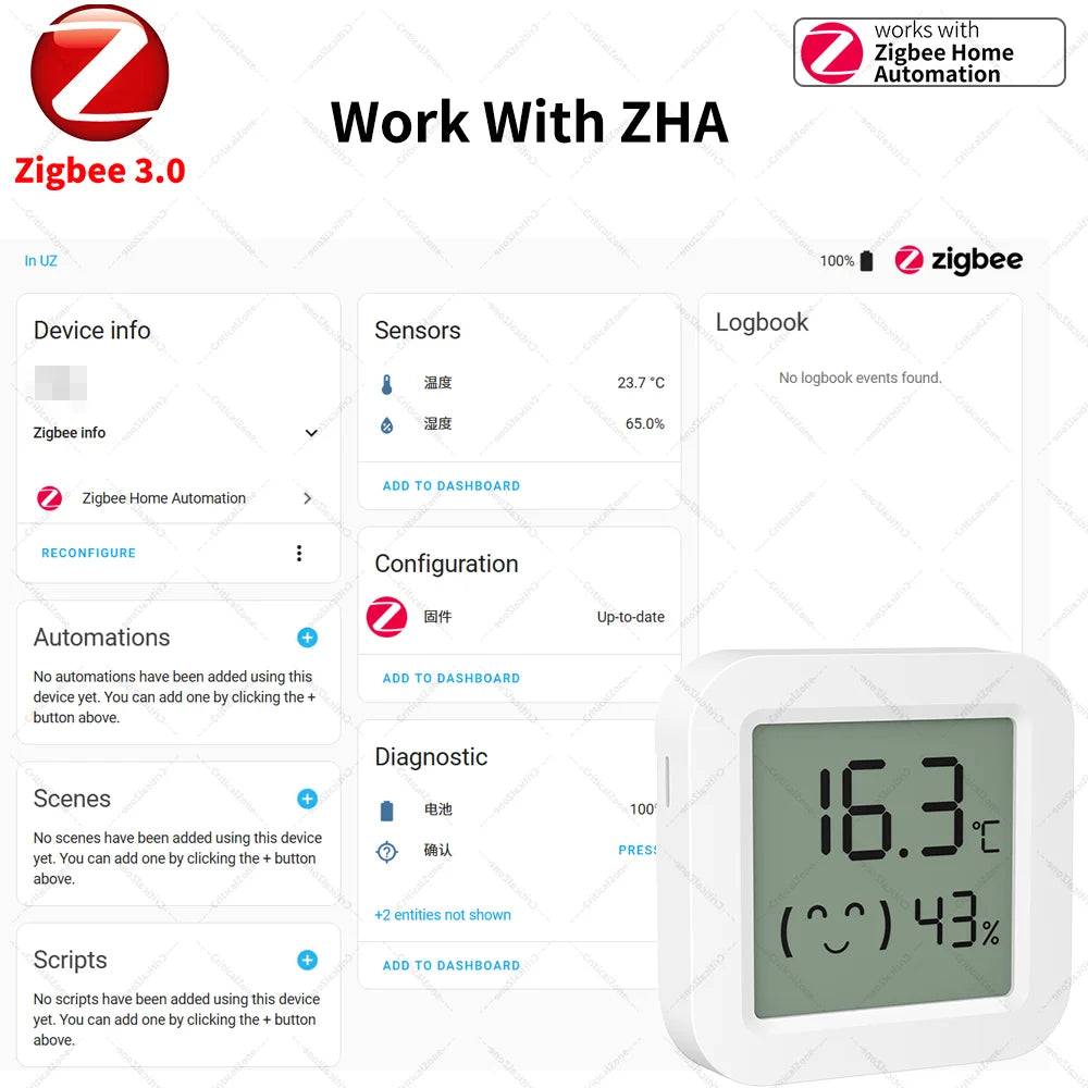 Zigbee 3.0 Temperature Humidity Sensor Zigbee 3.0 Hub Required Workwith Home Assistant ZHA Yandex Alexa Zigbee2Mqtt HA
