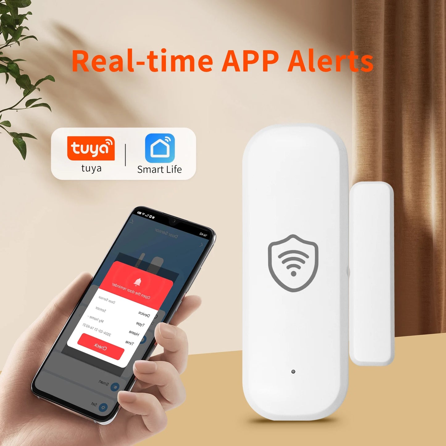 Tuya Zigbee Door Contact Sensor Wireless Door Detector Smart Life APP Safety Reminder Supports Alexa and Google Home