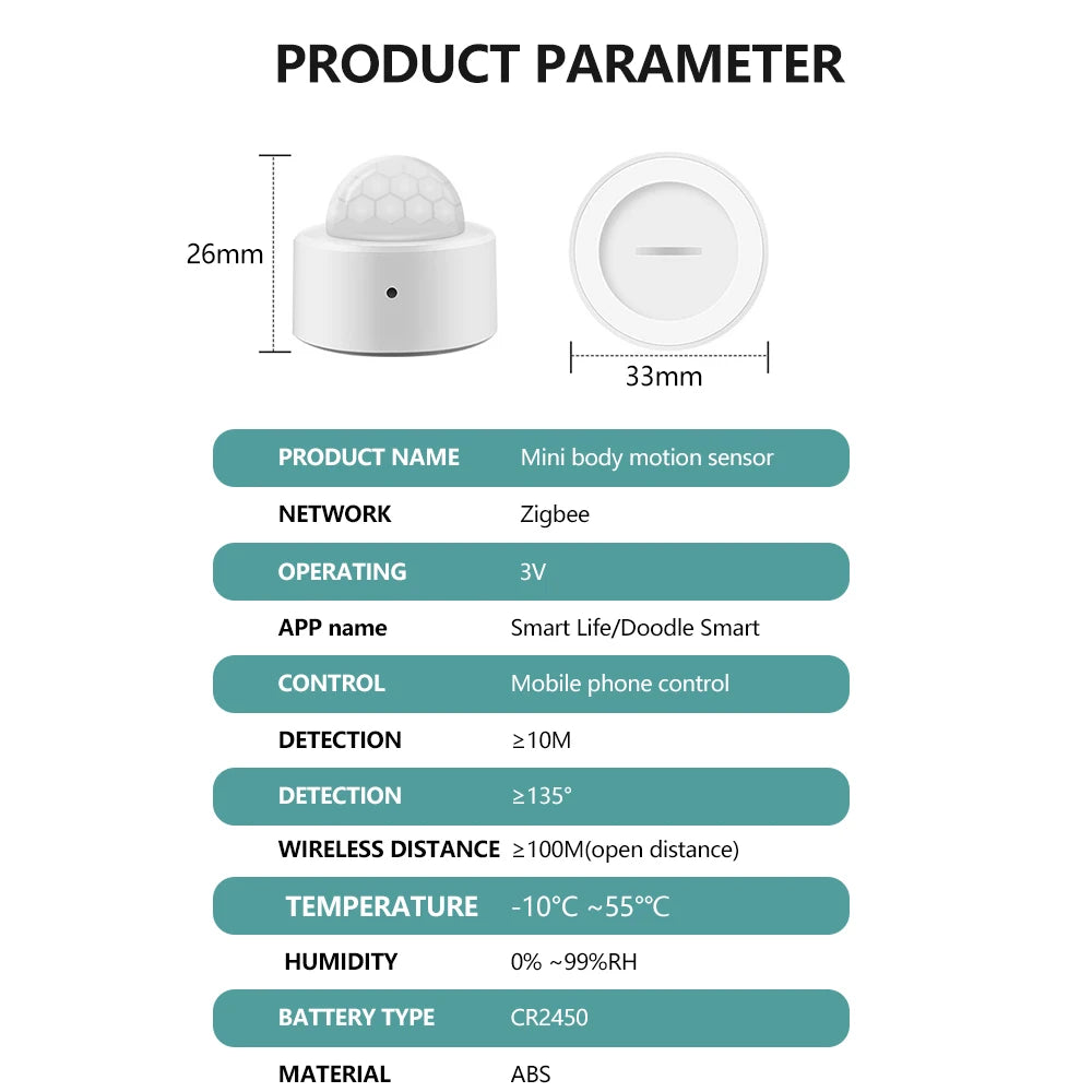 Zigbee PIR Motion Sensor Human Motion Infrared Detector Security Alarm for Alexa Google Home Interconnect Smart Switches