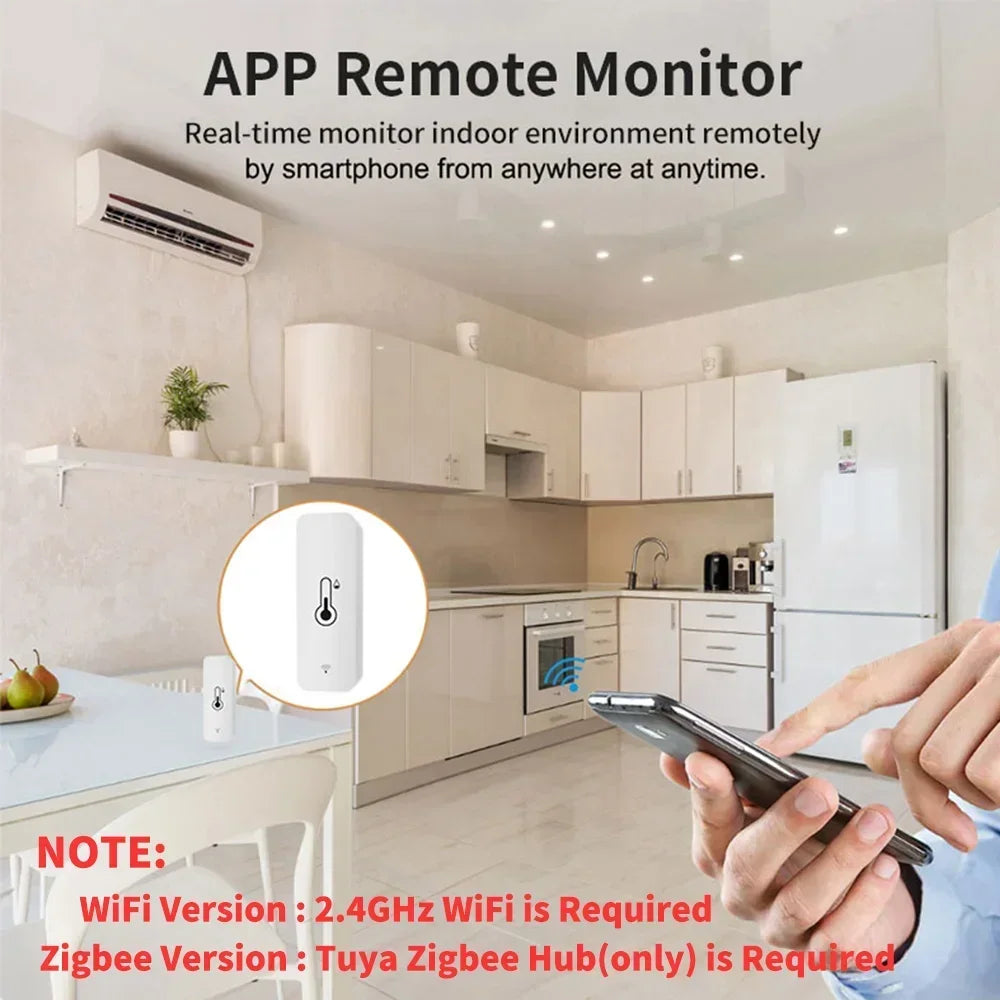 Tuya Zigbee Temperature and Humidity Sensor APP Remote Monitor for Smart Home Var Smartlife Works with Alexa Google Assistant