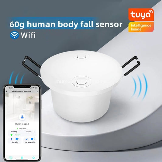 Tuya Remote Monitoring 60G Millimeter-Wave Radar Fall Detector High-Precision Human Presence Sensor, Essential for Elderly Care