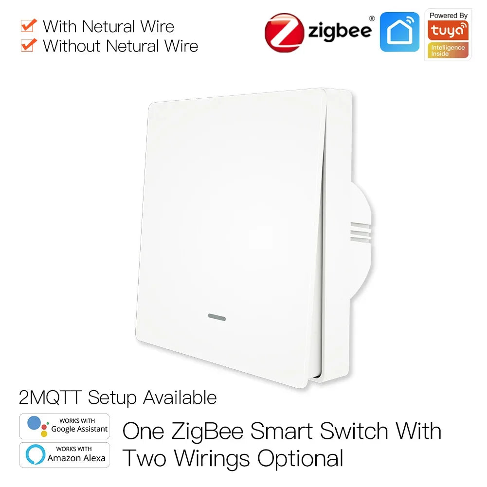 Tuya Zigbee Light Switch with Transmitter Kit No Neutral Wire No Capacitor Required Works with Alexa Google Home Smart Life