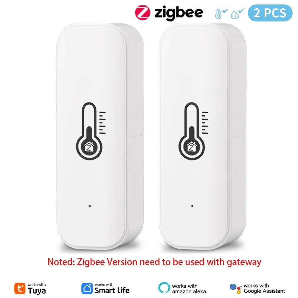 Tuya Zigbee/Wifi Temperature Humidity Sensor Home Connected Thermometer Compatible with Smart Life Alexa Google Assistant
