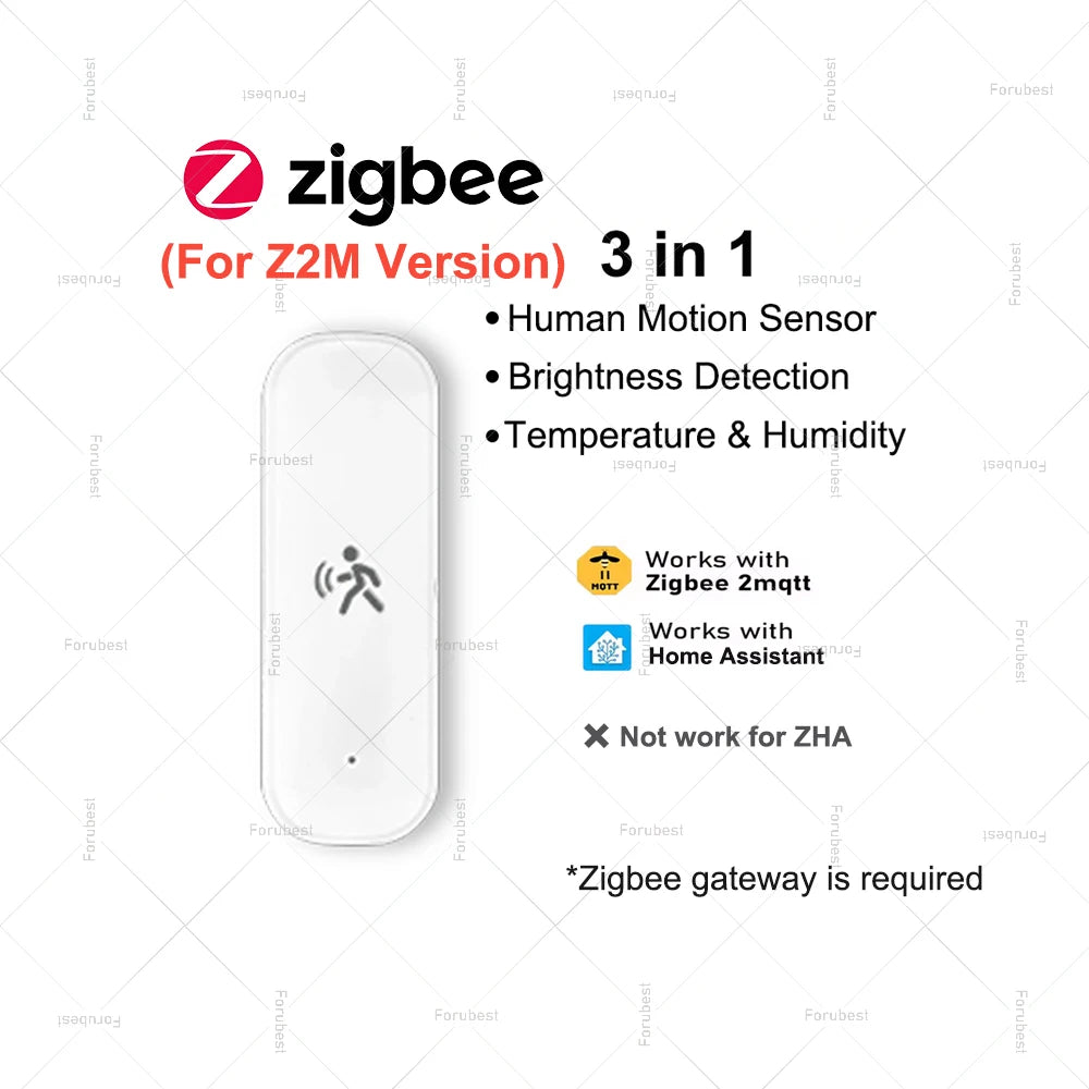 10G Human Motion Sensor for Z2M /Tuya Zigbee Mmwave Radar Detector with Luminance Temperature Humidity Sensor Replace PIR Sensor