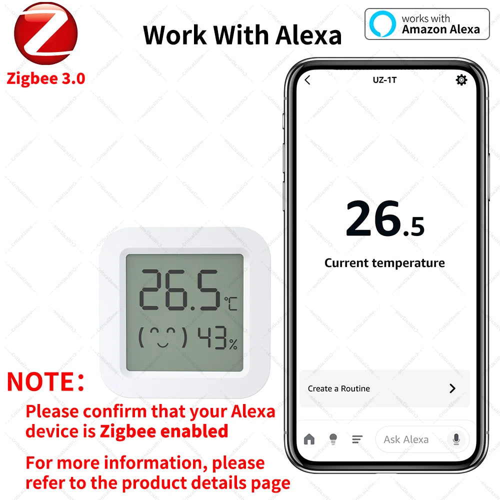 Zigbee 3.0 Temperature Humidity Sensor Zigbee 3.0 Hub Required Workwith Home Assistant ZHA Yandex Alexa Zigbee2Mqtt HA