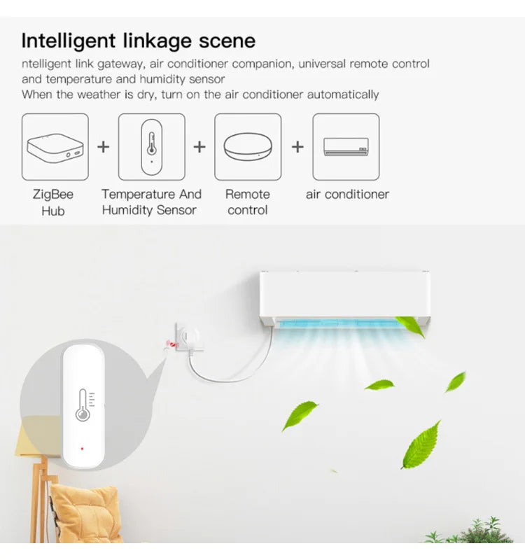 Ewelink Smart Zigbee Temperature and Humidity Sensor Smart Home Hygrometer Thermometer Works with Alexa Google Yandex Alice