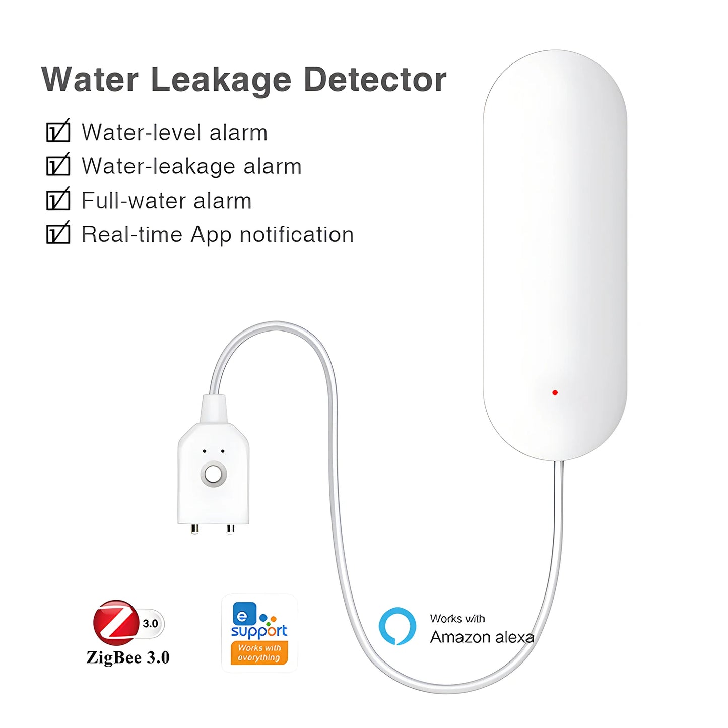 Zigbee Water Immersion Sensor Water Leakage Detector Level Overflow Alarm Support Ewelink APP Works with Alexa Google Home