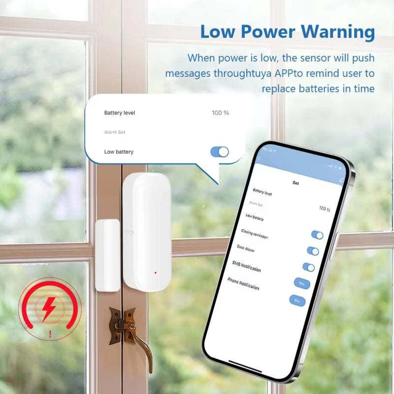 Wireless Zigbee Magnetic Door Window Detector Smart Home Anti-Theft Contact Sensor APP Push Alert Alarm Need Zigbee Hub Gateway