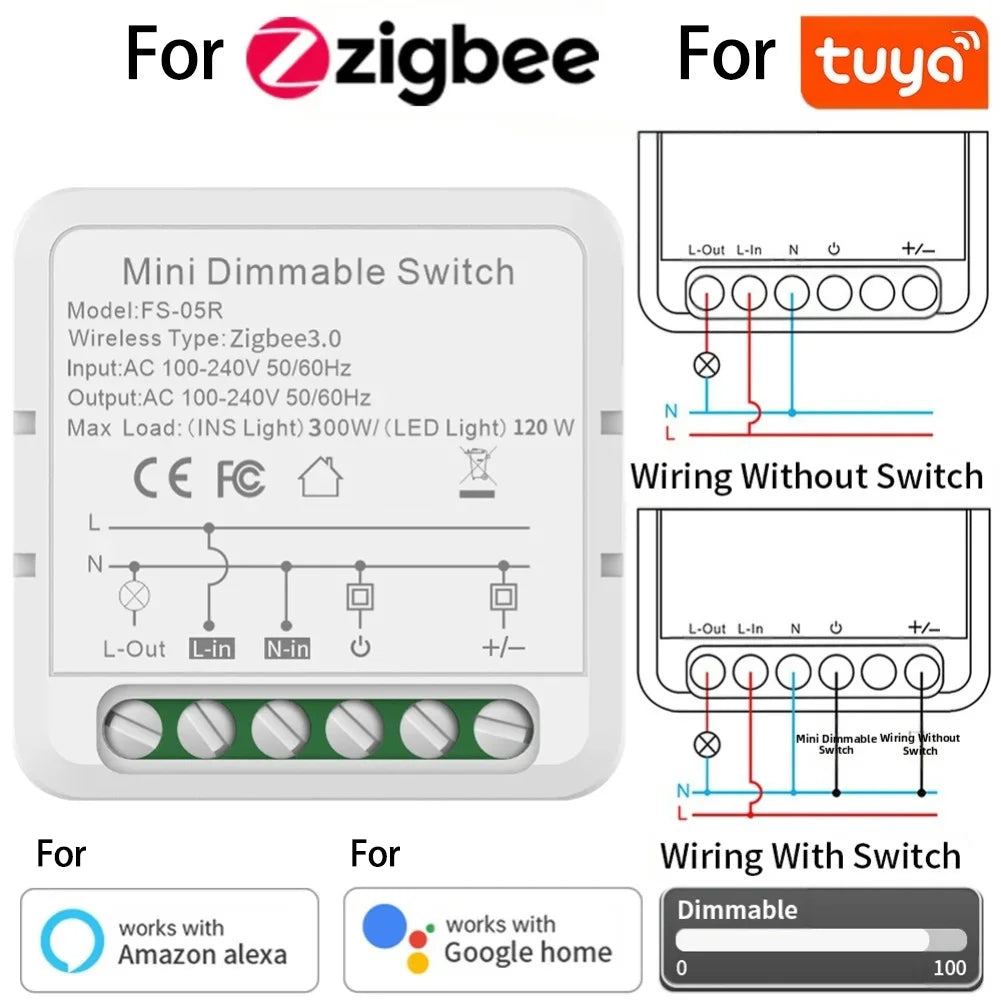 For Zigbee for Tuya LED Dimmer Switch Dimmable Builtin Switch 100240V Compatible with Voice and Remote Operation