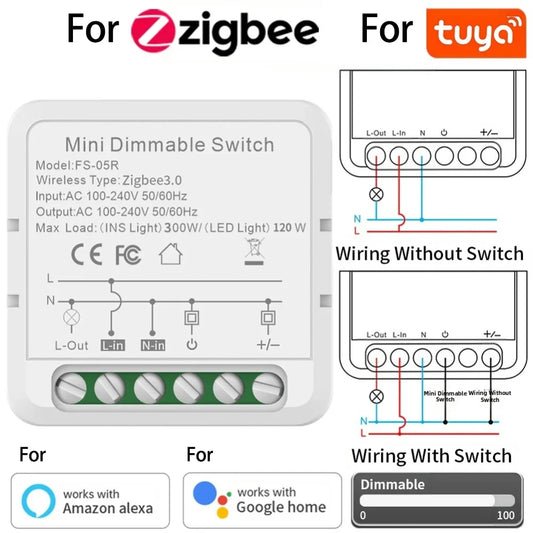 For Zigbee for Tuya LED Dimmer Switch Dimmable Builtin Switch 100240V Compatible with Voice and Remote Operation