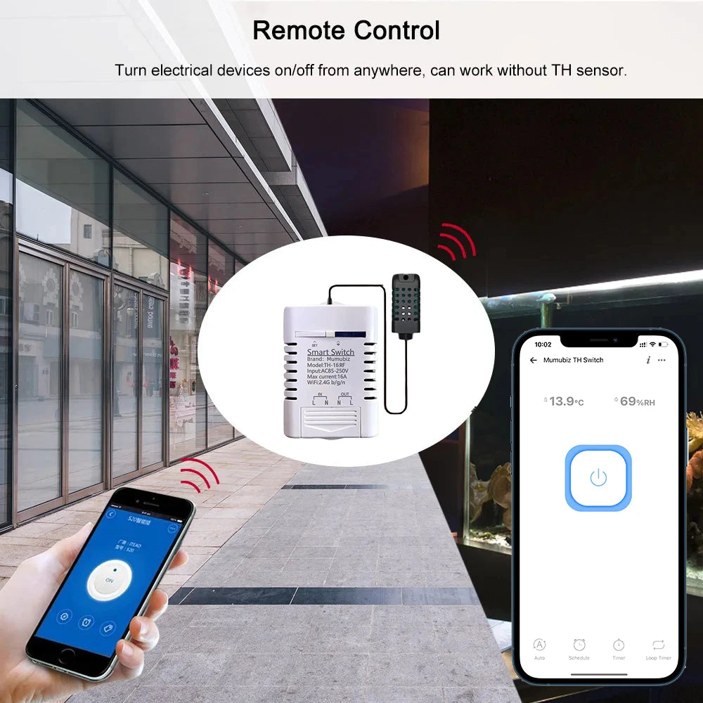 Ewelink Smart Wifi Switch Temperature and Humidity Monitoring 16A 3000W Switch with TH Sensor, Works with Alexa ,Google Home