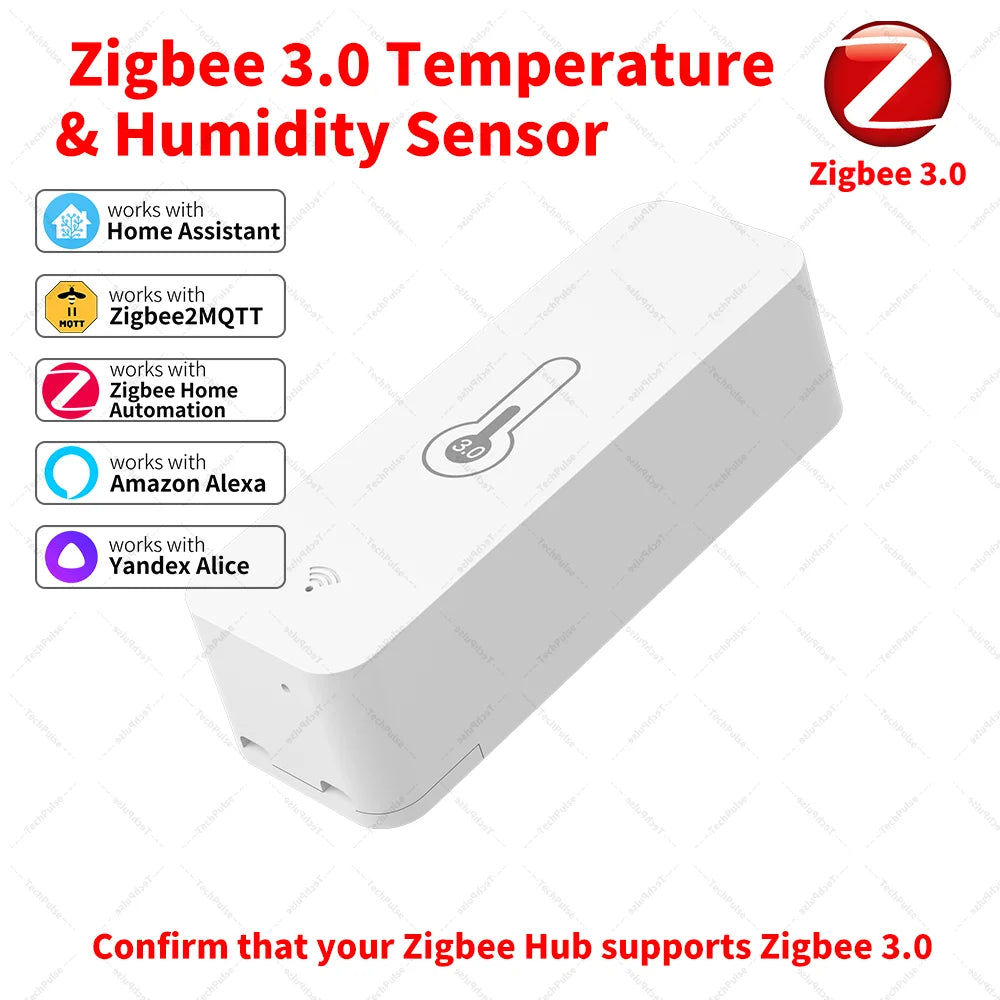 Zigbee Sensor Temperature Humidity Sensor Zigbee Hub Required Workwith HA Home Assistant Alexa Yandex ZHA Zigbee2Mqtt