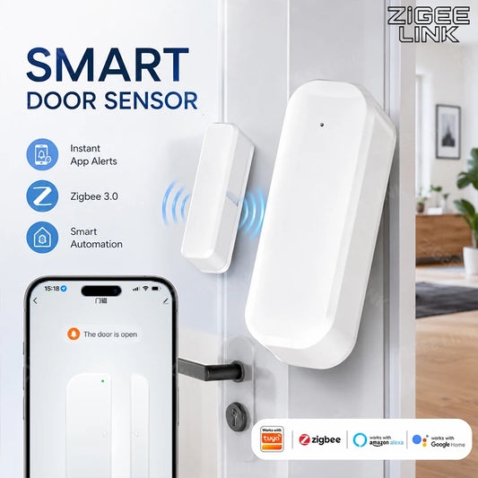 Wireless Zigbee Magnetic Door Window Detector Smart Home Anti-Theft Contact Sensor APP Push Alert Alarm Need Zigbee Hub Gateway